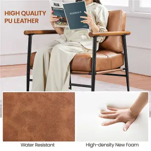 Yaheetech Modern PU Leather Oversized Armchair Lounge Chair - Retro Brown