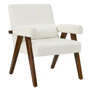 Modern Accent Chairs with Thick Padded Cushion Arm Chair,Beige White