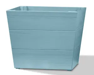 Winawood Polymer Wood Effect Zero Maintenance Fully Weatherproof Set of 2 Small Planters - Powder Blue