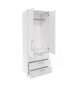 Optima 68 Hinged Wardrobe - Sleek White Gloss for Modern Homes - W800mm x H2170mm x D630mm