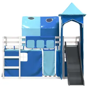 Berkfield Bunk Bed without Mattress with Slide and Curtains Blue 90x190 cm Single