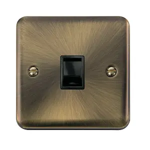 Curved Antique Brass Rj11 Socket - Black Trim - SE Home