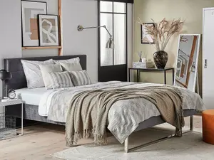 Velvet EU King Size Bed Grey BELLOU