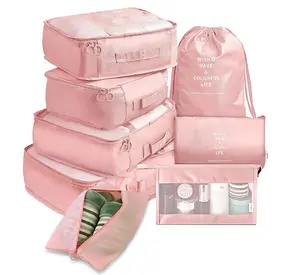 Pink 8 Piece Portable Travel Luggage Set