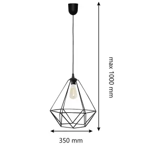 Luminosa Karo Wire Frame Pendant Ceiling Light Black 35cm