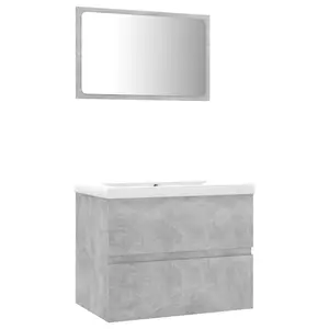 Berkfield Bathroom Furniture Set Concrete Grey Engineered Wood