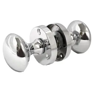 Door Knobs Round Victorian Mortice Knob Sprung - Chrome Latch Pack 56mm