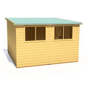 Shire Norfolk Workshop Pent Shed 10x10 Double Door 12mm Shiplap Style B