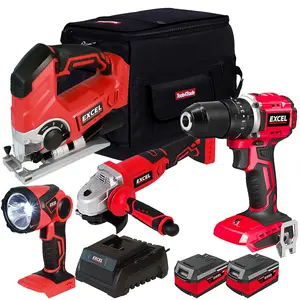 Excel 18V 4 Piece Power Tool Kit with 3 x 5.0Ah Batteries & Charger EXLKIT-16283