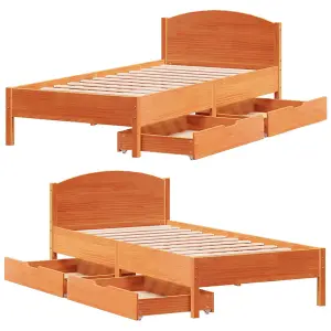 Berkfield Bed Frame without Mattress Wax Brown 90x200 cm Solid Wood Pine