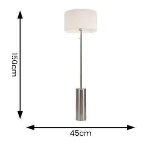 ValueLights Lexy Brushed Chrome Rotary Dimmer Switch Floor Lamp with Cream Boucle Shade