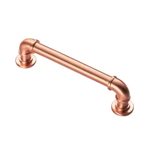 4x Pipe Design Cabinet Pull Handle 128mm Fixing Centres 12mm Dia Satin Copper