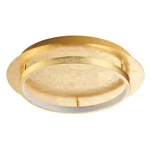 Stunning Flush Mount LED Ceiling Light Fitting with Brushed Gold Foil Finish