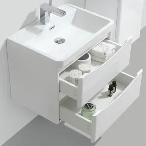 Stanhope 600mm Single Bathroom Vanity with Integrated Stone Basin Gloss White