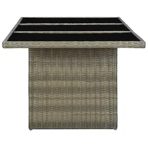 Berkfield Garden Table Brown Poly Rattan and Tempered Glass