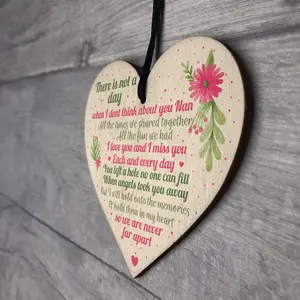 Red Ocean Nan Memorial Gifts Grave Plaque Tribute Sign Wooden Heart Mum Nan Birthday Gifts For Her