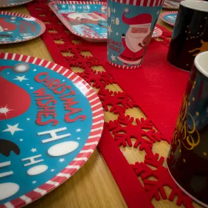 Poly Felt Red Christmas Snowflake Table Runner, Xmas Table Decorations