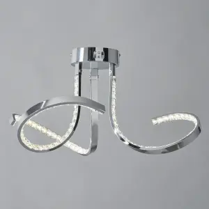 Litecraft Swirl Chrome 3 Arm LED Semi Flush