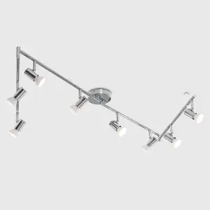 ValueLights Consul Silver Ceiling Bar Spotlight and GU10 Spotlight LED 5W Warm White 3000K Bulbs