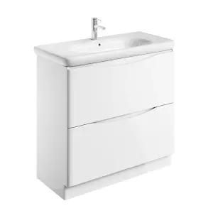 Eden 900mm Floorstanding Vanity Unit in Gloss White & Link Resin Basin