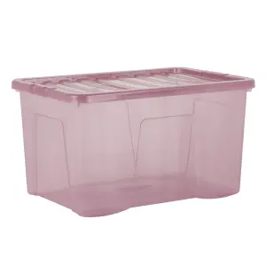 Wham Crystal 5x 60L Plastic Storage Boxes with Lids. Large Size, Strong . Made in the UK Tint Dusky Orchid