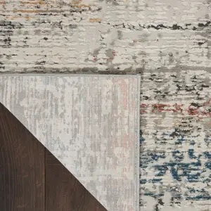 Light Grey Multi Rustic Textures Luxurious Modern Abstract Bedroom & Living Room Rug -66 X 230cm (Runner)