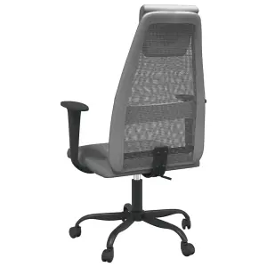 Berkfield Office Chair Grey Mesh Fabric and Faux Leather