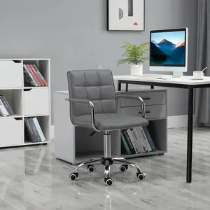 Vinsetto Mid Back Home Office Chair Swivel Computer Chair with Armrests, Grey