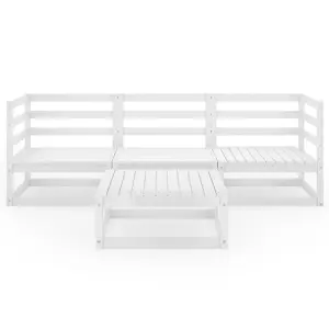 4 Piece Garden Lounge Set White Solid Wood Pine