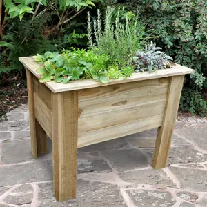 Forest Garden Deep root Wooden Rectangular Planter (H)80cm (W)100cm