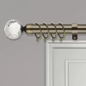 Metal Curtain Pole Set Extendable 40cm to 218cm Antique Brass 25mm Curtain Rail