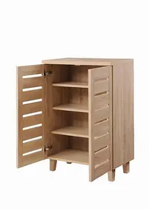 4 Tier Shoe Storage Cabinet 2 Door Cupboard Stand Rack Unit Sonoma Oak