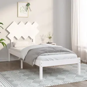 Berkfield Bed Frame White 90x190 cm 3FT Single Solid Wood