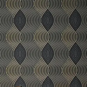 Erismann Fashion For Walls By Guido Maria Curvy Wave Black & Gold Wallpaper 10045-15