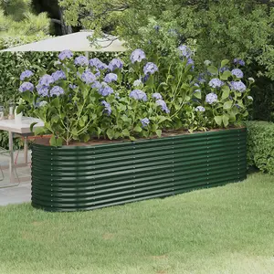 Berkfield Garden Planter Powder-coated Steel 296x80x68 cm Green