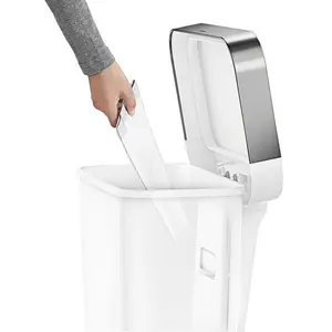 Simplehuman 45L Plastic Rectangular Pedal Bin With Liner Pocket White