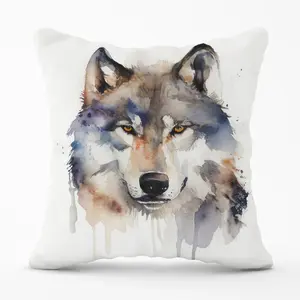 Wolf Watercolour Cushions 60cm x 60cm