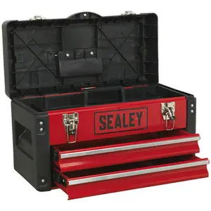 Durable Portable 3 Drawer Toolbox with Auto Locking Mechanism - Red - Ideal Tool Storage Solution