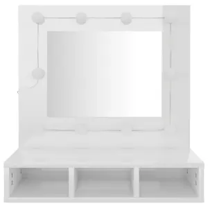 Berkfield Mirror Cabinet with LED High Gloss White 60x31.5x62 cm