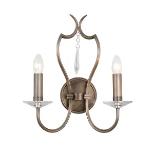 Elstead Pimlico 2 Light Indoor Candle Wall Light Dark Bronze, E14