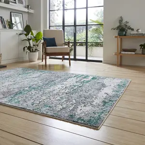 Green Modern Abstract Easy To Clean Dining Room Bedroom & Living Room Rug-160cm X 230cm