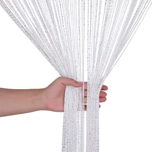 String Curtain Panel Spaghetti Tassel Curtain, 200cm x 90cm - White