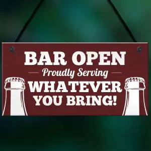 Red Ocean Bar Sign, OPEN Sign, Bar Sign Funny, Man Cave Sign, Shed Sign, Pub Sign, Sign Hanging Plaque