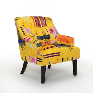 Fabric Gold Patchwork Lydia Accent Chair