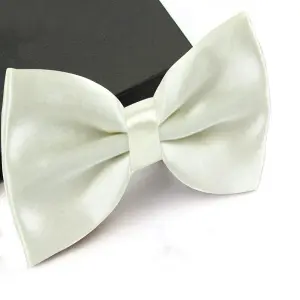 Ivory Satin Polyester Bow Tie for Casual & Formal Wear, Wedding Party Accessory