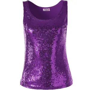 Sleeveless Sequin Top - women's - purple XL