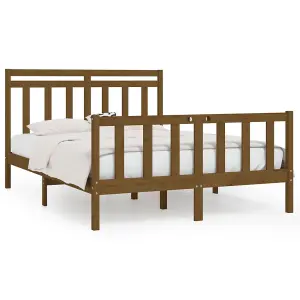 Berkfield Bed Frame Honey Brown Solid Wood Pine 150x200 cm 5FT King Size