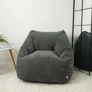 rucomfy Jumbo Cord Large Snuggle Chair Beanbag - Slate Grey