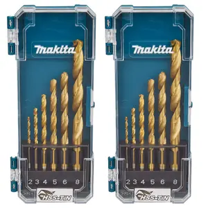 Makita D-72833 6 Piece HSS TiN Metal Steel Drill Bit Set 2 3 4 5 6 8mm Bits x 2