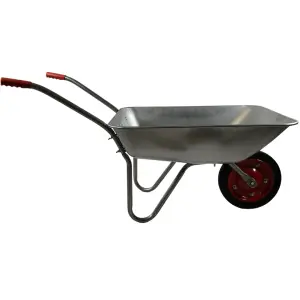 65 Litre 60kg Capacity Galvanised Samuel Alexander Metal Garden Wheelbarrow with Solid Puncture Proof Tyre